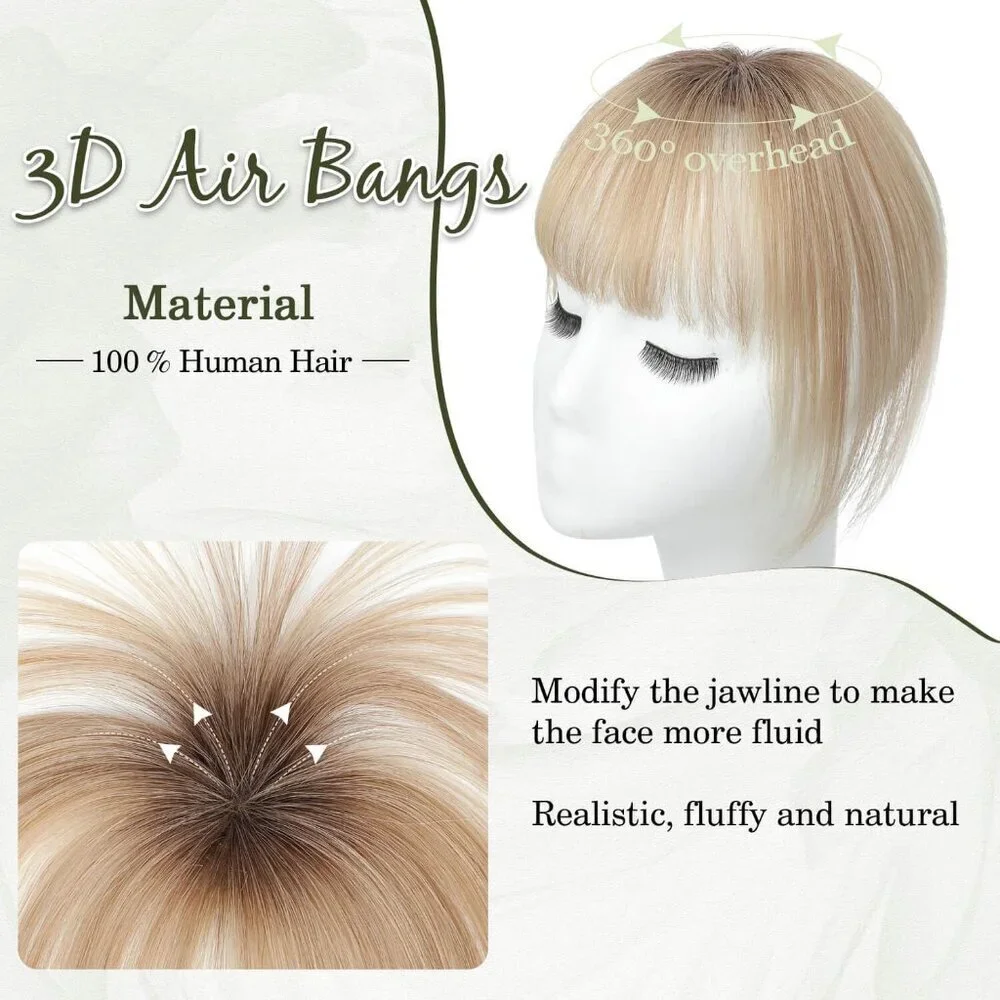 Human Hair Clip in Bangs 360° Coverage Easy to Use Natural Look Daily Use